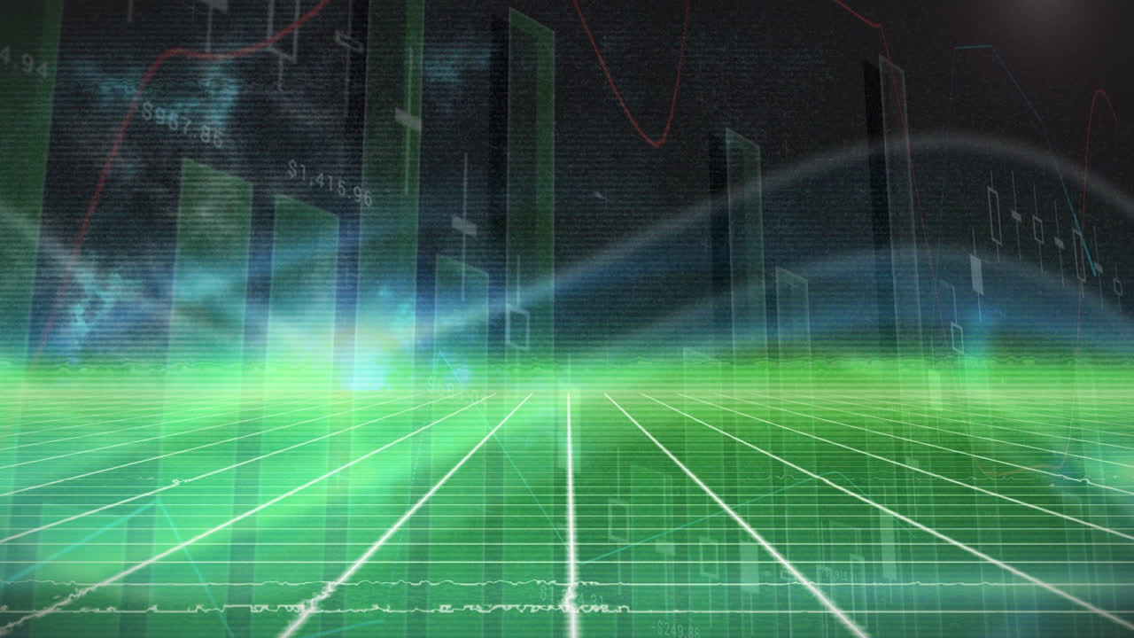 컴퓨터 회로판의 애니메이션 및 네트워크를 통해 데이터 처리