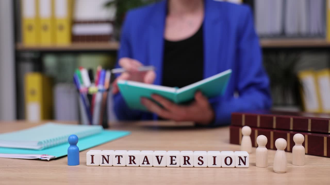 Intraversion concept with word tiles