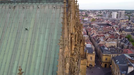 cathedral of saint stephen metz, france aerial view historic city center