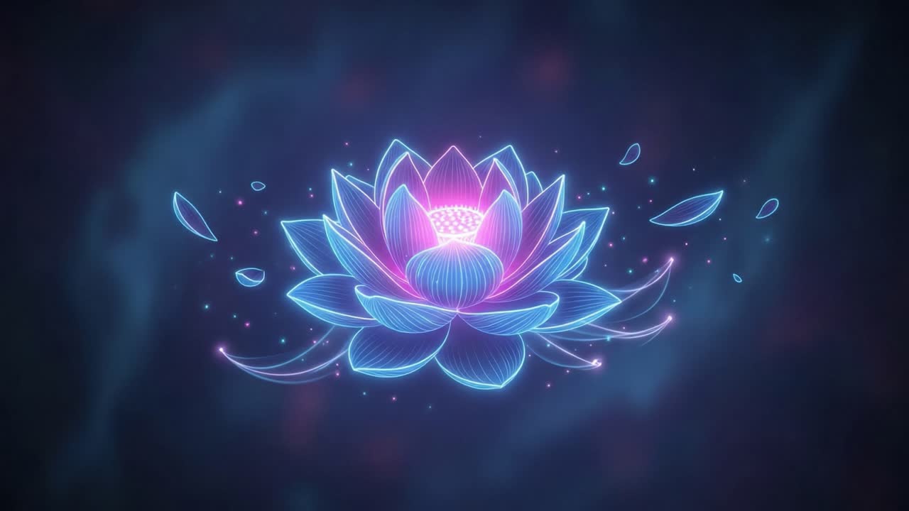 An Enchanting Digital Artwork of a Glowing Lotus Flower Emerging from an Ethereal Background, Radiating Serenity and Beauty with Vibrant Colors and Sparkling Details