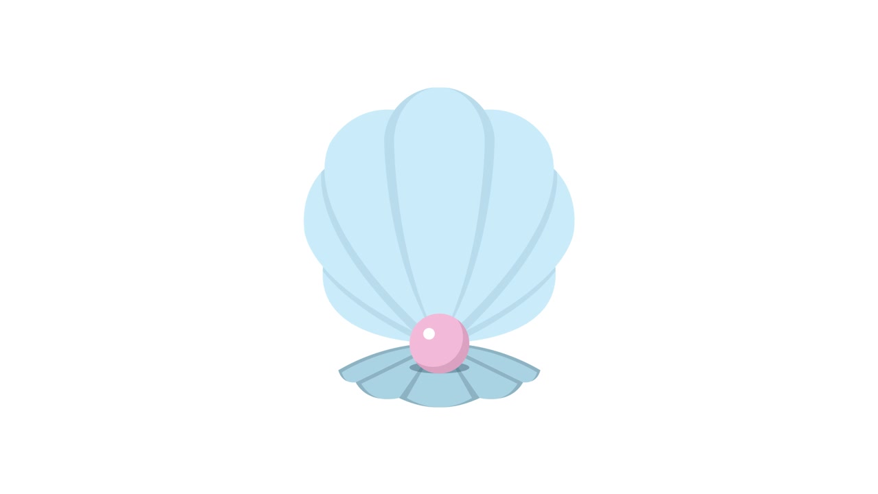 Animated Seashell Opening to Reveal a Pink Pearl