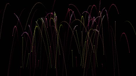 abstract blur of real multicolored shining fireworks with bokeh lights, glowing fireworks. celebrating with fireworks on new year's eve. 4k. loop seamless fireworks background