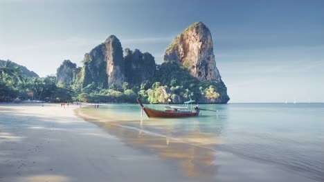 boat at ralay beach, krabi, thailand