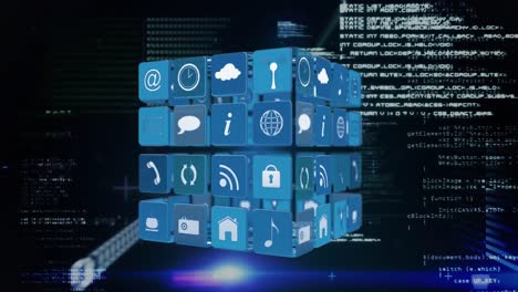 símbolos e iconos de internet con códigos de interfaz