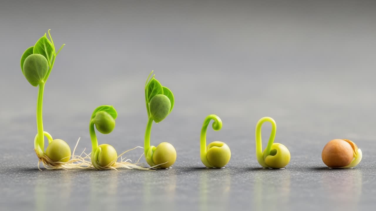 The Growth Stages of Seedlings: A Visual Journey from Germination to Emergence Showcasing the Natural Progression of Plants in Various Phases