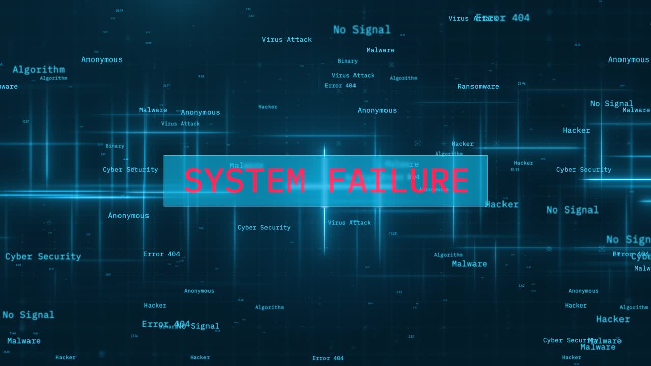 System Failure Alert: Glowing Computer Hacking Error Concept with Glowing Lines and Circuitry