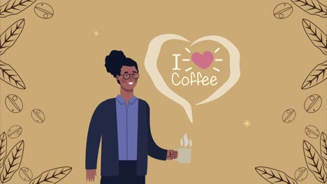 coffee shop afro woman drinking