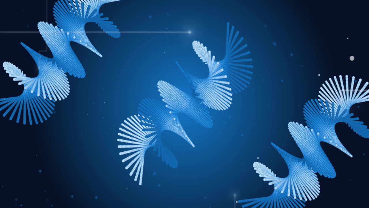 검은색 바탕에 빛의 흔적 위에 나선형의 애니메이션