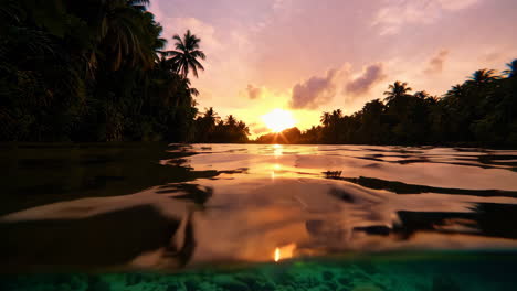 tropical sunset underwater view