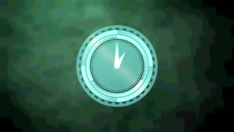 animation of clock with moving hands on dark green background