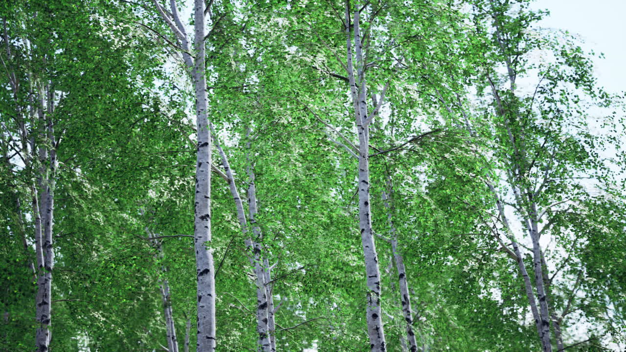 white birch trees in the forest in summer
