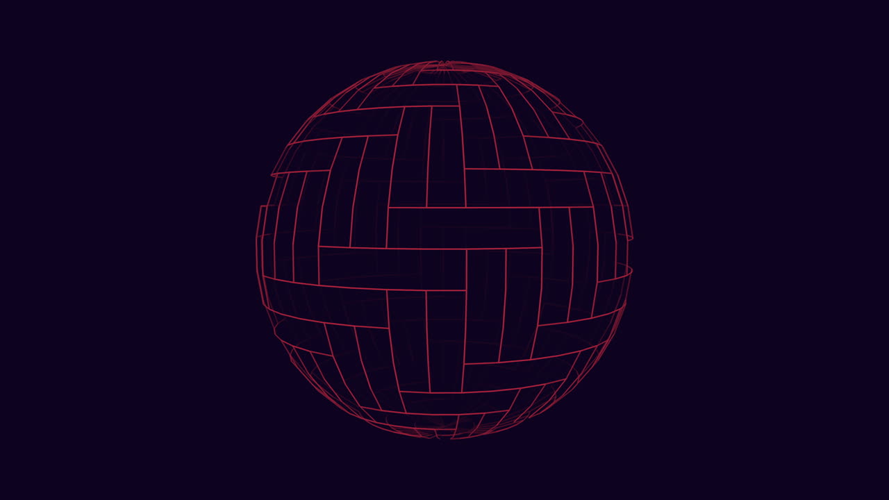 Futuristic sphere from neon lines on black gradient