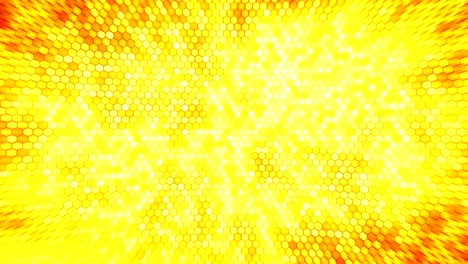 relámpago eléctrico de fondo de panal amarillo. hexágono eléctrico brillante con luz brillante. animación de bucle de tecnología empresarial.