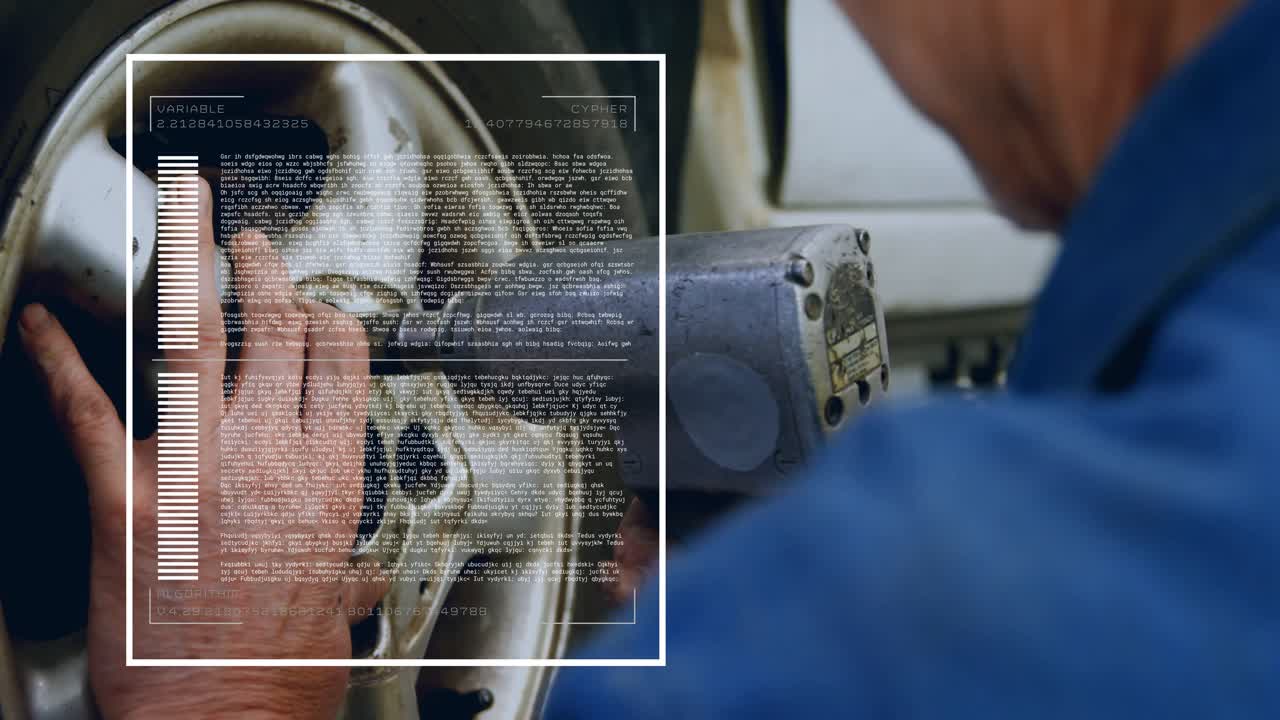 HUD popping while mechanic steadying rim, using air gun on lugnut for auto repair, progress filling