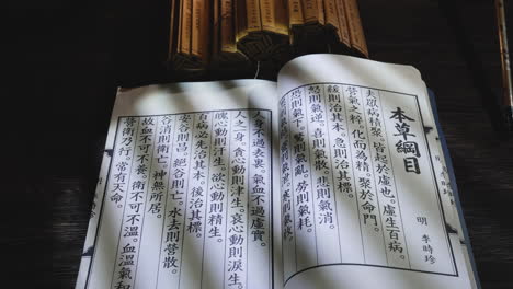 open reading antique story book or video with the thirteen classics, photograph of the original traditional culture chinese words, preserved in the temple of confucius