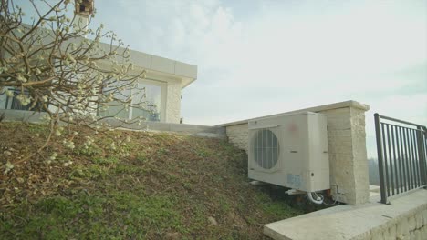 arc shot of conditioner compressor, modern energy