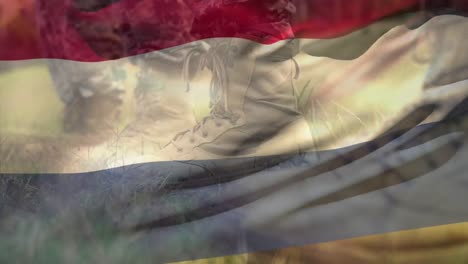 Animation-of-flag-of-netherlands-over-diverse-soldiers