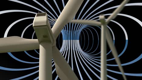 rotating wind turbines with computer animated background