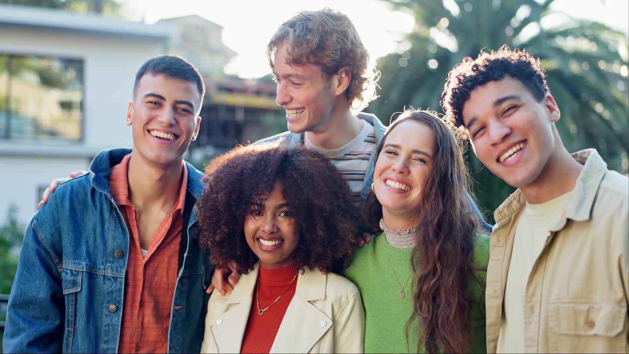 Group of Diverse Young Adults Smiling Together
