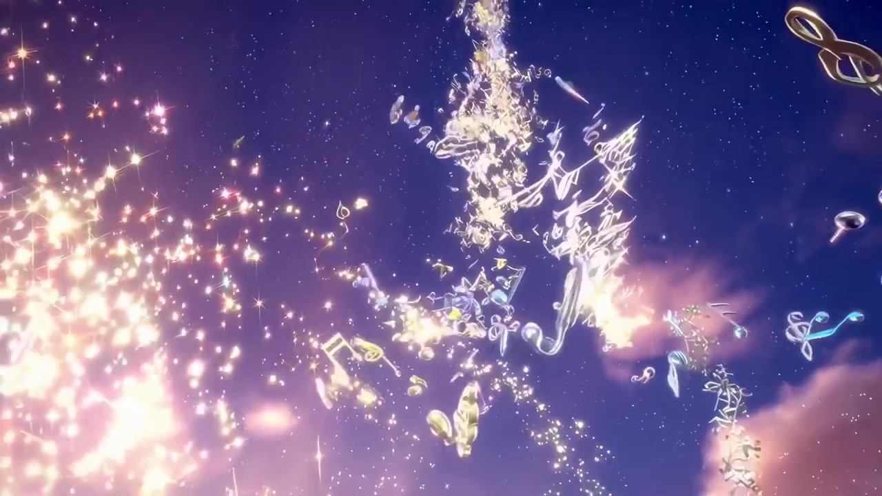 星空へ舞い上がる浮かぶ音符