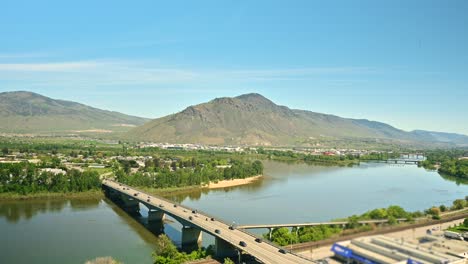 captivating vistas: timelapse journey of kamloops' overlander bridge and thompson river