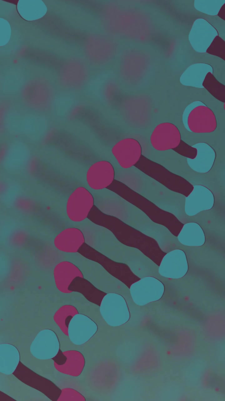 Animation of dna strands over syringe on grey backgroud