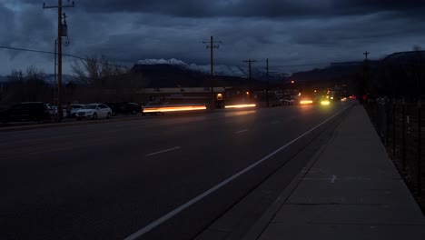 time lapse of nighttime traffic on state route 17 in la verkin, utah