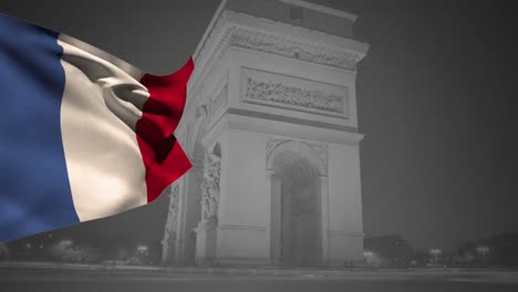 Französische-Flagge-Und-Arc-De-Triomphe