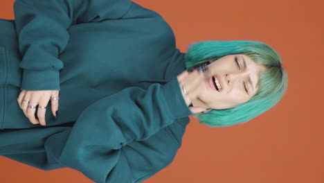 Vertical video of Young woman with toothache.