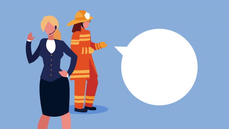 personajes de mujeres de negocios y bomberos