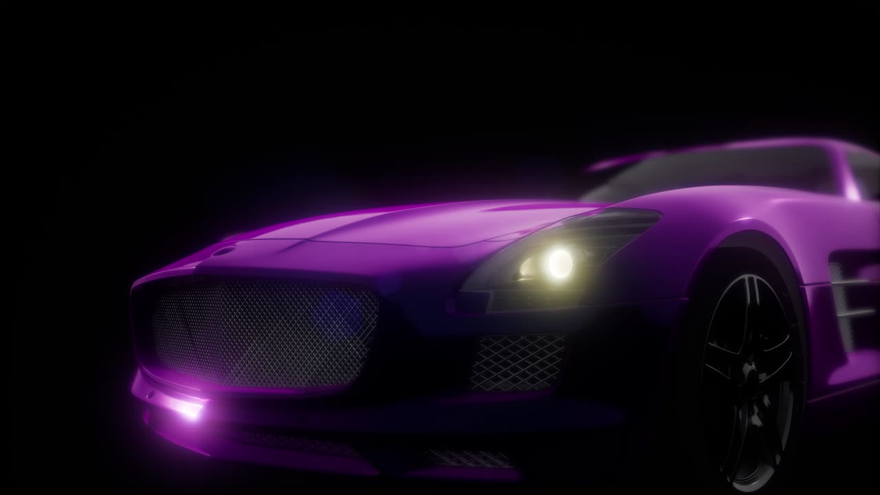 coche deportivo de lujo en un estudio oscuro con luces brillantes