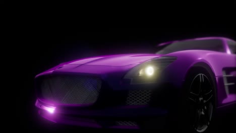 luxury sport car in dark studio with bright lights