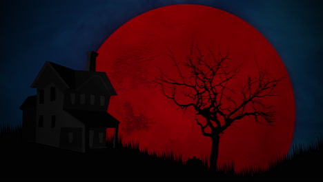 Halloween-Hintergrundanimation-Mit-Haus-Und-Mond-1