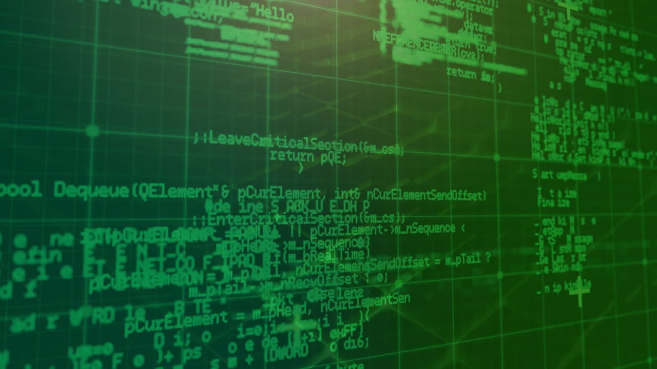 Animation of data processing on blue background