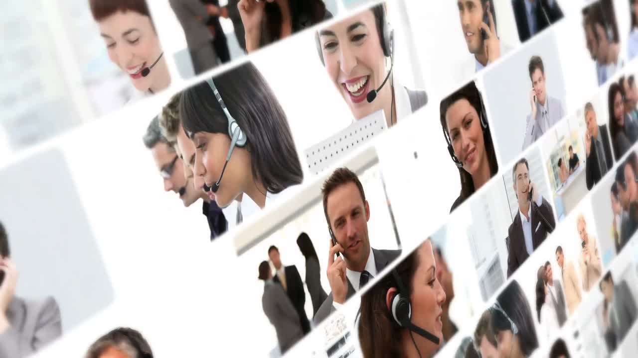 montaje de profesionales hablando por teléfono