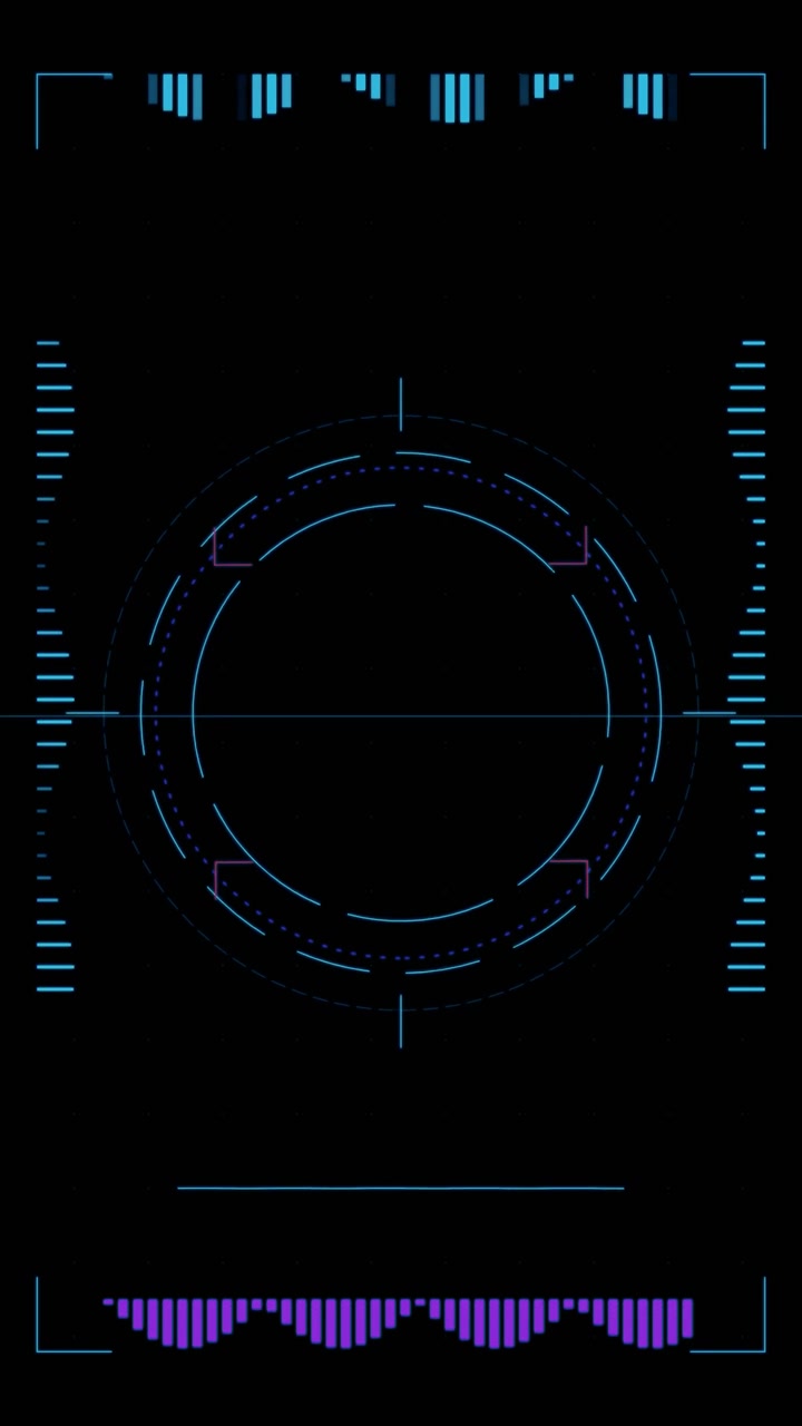 Futuristic Digital HUD Interface with Rotating Circular Elements