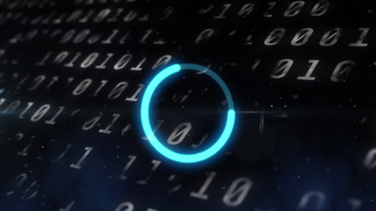 Animation of data loading ring on black background