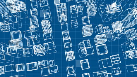 Top view of a digital 3D model of a city