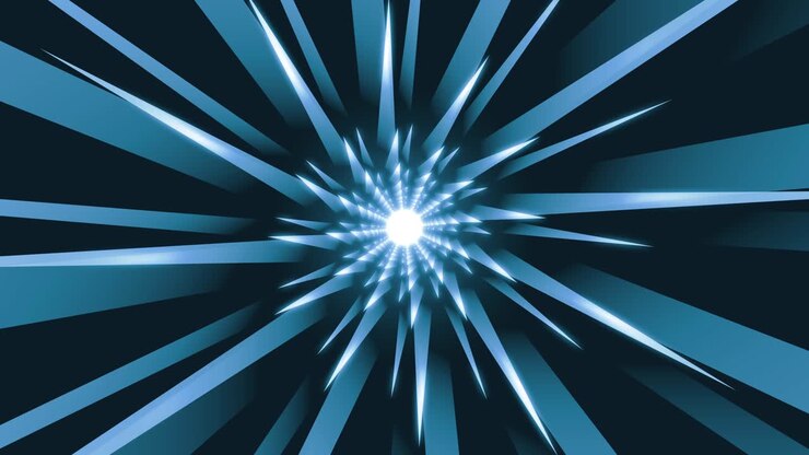 Blue animated background with sharp stripes from center looped animation