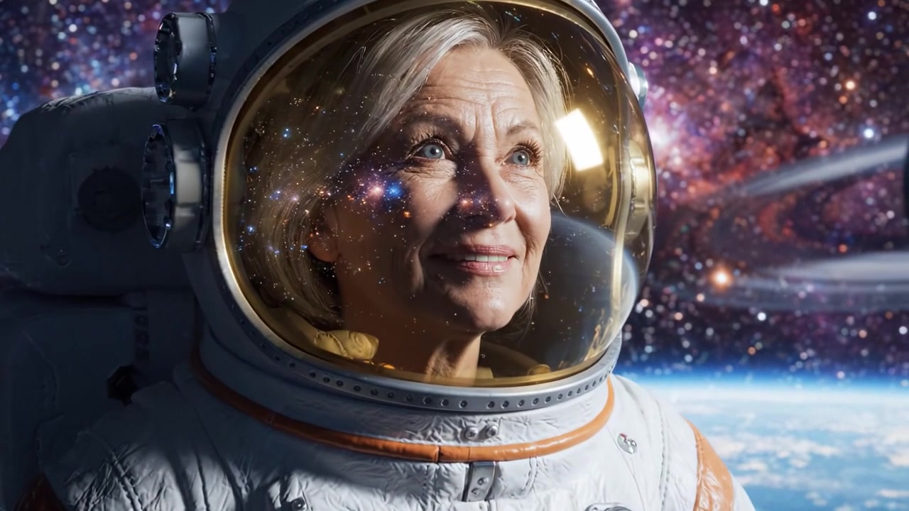Un astronauta contempla il cosmo: esplorando la vastità dello spazio con meraviglia e stupore, catturando l'essenza della curiosità umana tra i corpi celesti.