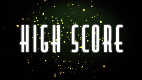 high score text animation over glowing particles on dark background