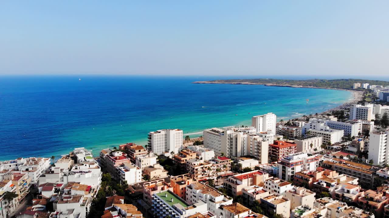 공중 드론 비행 팔마 마요르카 섬, 스페인, 탁 트인 전망