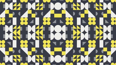 patrón simétrico en colores amarillos y grises de moda. mosaico gráfico de movimiento de bucle sin costuras con azulejos animados geométricos