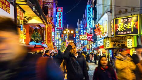 4k.time lapse namba zone in osaka crowded people at namba street market in osaka japan