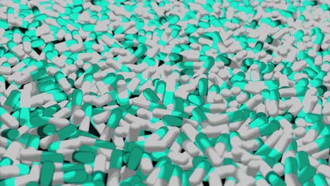 primer plano de muchas pastillas blancas y azules
