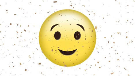 Animación-Del-ícono-Emoji-Feliz-Sobre-Confeti-Cayendo