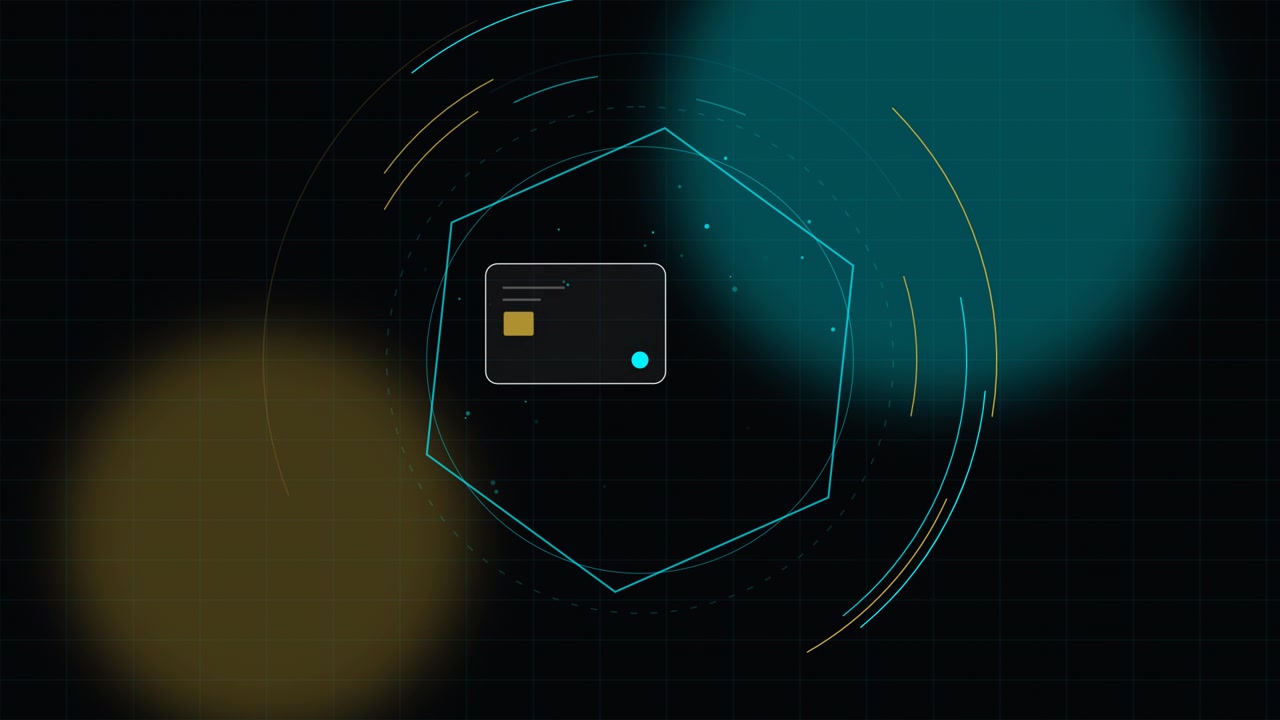 Digital Credit Card Animation with Abstract HUD Elements