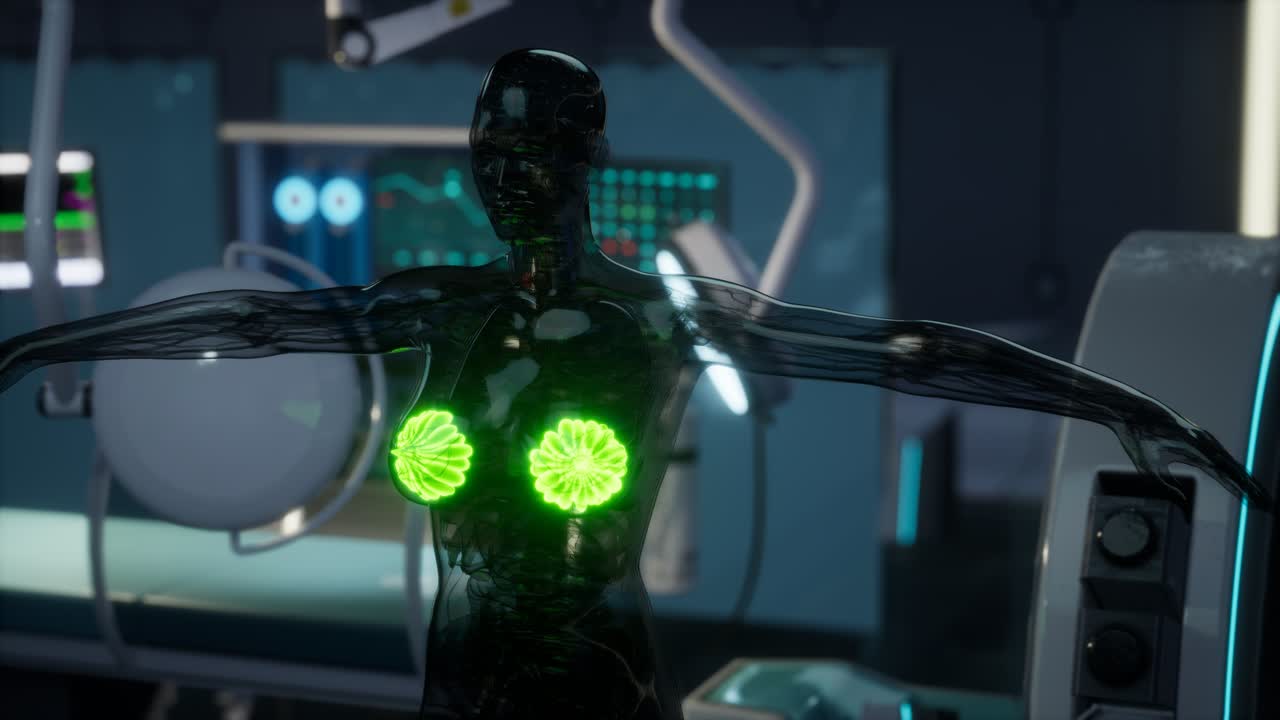 exploración médica del pecho de la mujer