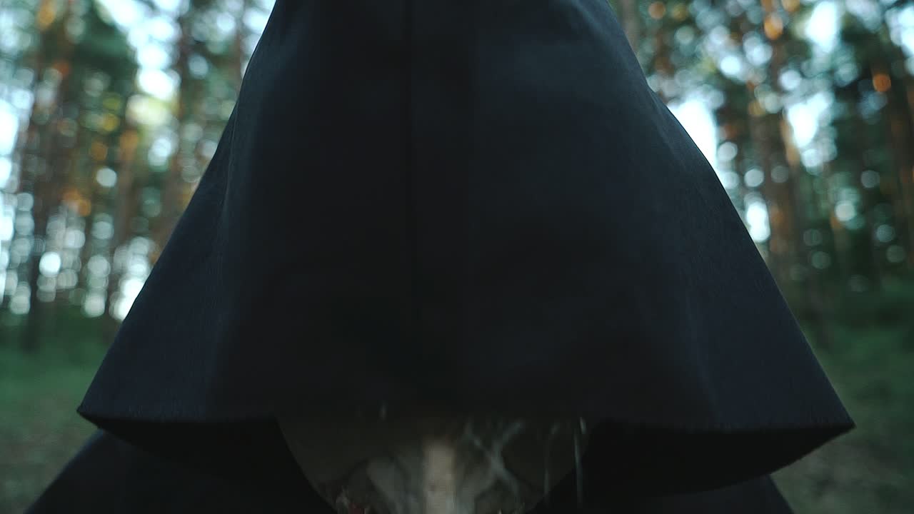 Ghost in the woods. Horror scene of a scary ghost