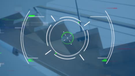 animation of targeting over office in background